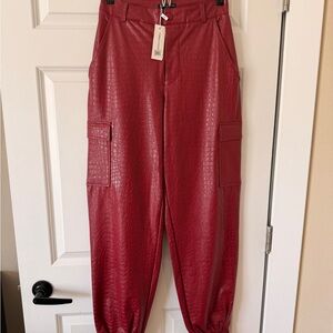 Naked Wardrobe Red Textured Pants